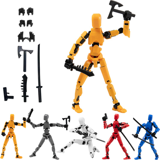 ZMarQarr Titan T13 Action Figures Lucky Dummy N13 Robot Anime Figures Fidget Toys for Boys Autism Sensory Toys Multi Joints Movable Cool Gadget Toys Gifts (Assembly Completed Yellow)